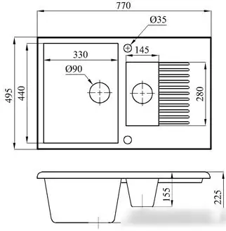 Кухонная мойка БелЭворс Forma L (серый, без сифона) - фото товара