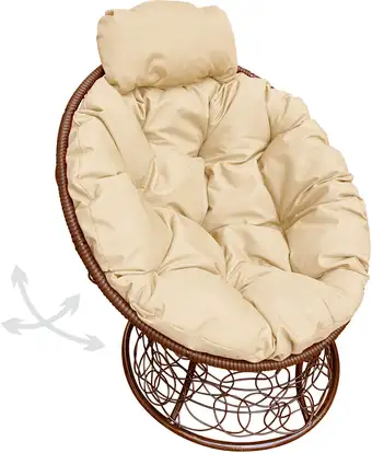 Кресло M-Group Папасан пружинка мини 12090201 (коричневый ротанг/бежевая подушка) – изображение в каталоге