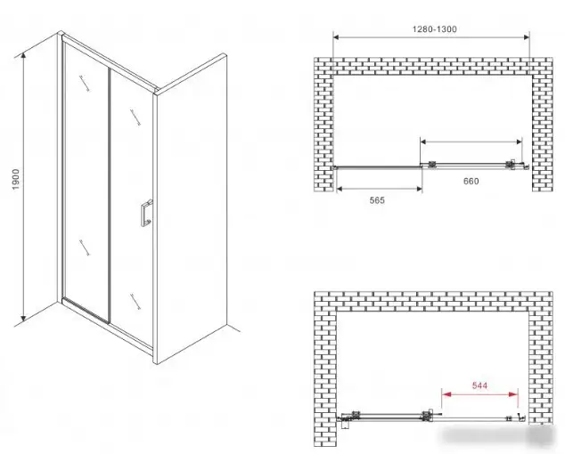Душевая дверь Abber Schwarzer Diamant AG301305 - фото товара