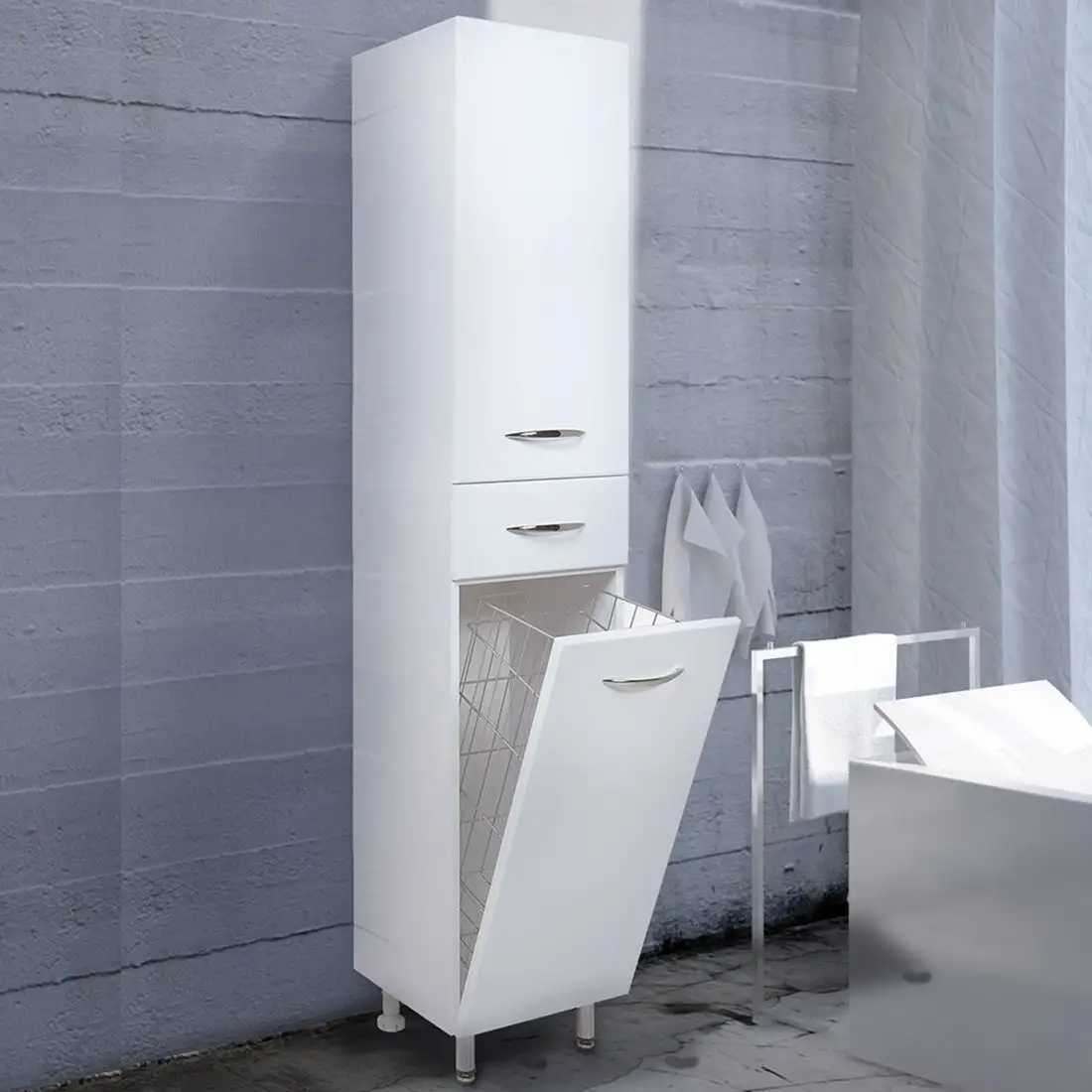 Onika Шкаф-пенал для ванной Модерн 26.17 L с корзиной (402606) – фото товара