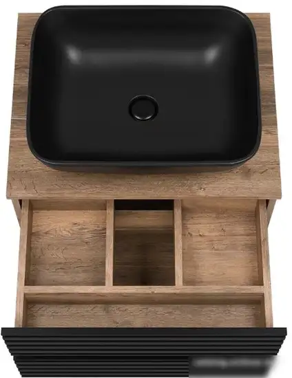 Brevita Тумба под умывальник Dakota 60 DAK-09060-19/02-2Я (черный/темное дерево) – фото товара