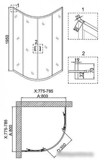 Душевой уголок Niagara NG-6686-08 80x80 (прозрачное стекло) - фото товара