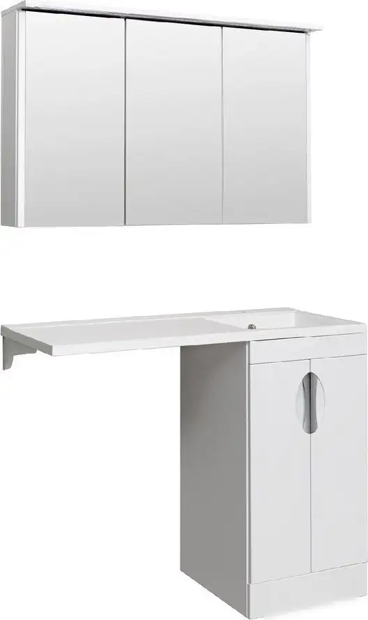 Runo Тумба с умывальником Runo Лира 45 + Гамма 105 лайт с левым крылом (напольная, белый) – фото товара