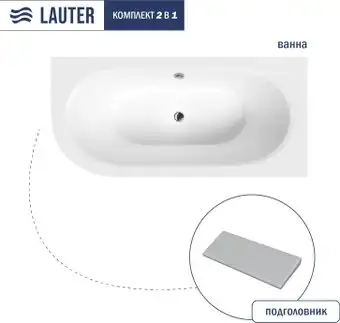 Ванна Lauter Bliss 180 P 21201082P (с серым подголовником) - изображение в каталоге