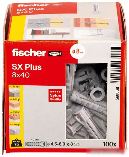 Дюбель универсальный Fischer SX Plus 8X40 568008 (100 шт) – фото товара