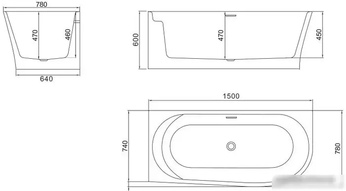 Ванна BelBagno BB410 150x78 (левая) - фото товара