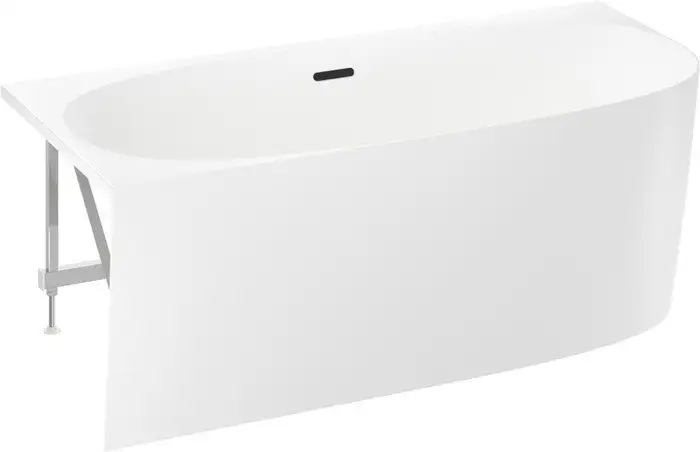 Ванна Wellsee Belle Spa 2.0 160x75 235802003 (пристенная ванна (левая) белый глянец, экран, каркас, сифон-автомат матовый черный) - фото товара