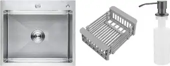 Кухонная мойка Schtoff Best Premium Silver 5550 + коландер KR-1 GREY + дозатор SD-1 GREY - изображение в каталоге