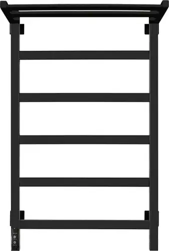 Полотенцесушитель Granula Квадро 50x80 с полкой (терморегулятор с таймером слева, черный матовый) - изображение в каталоге