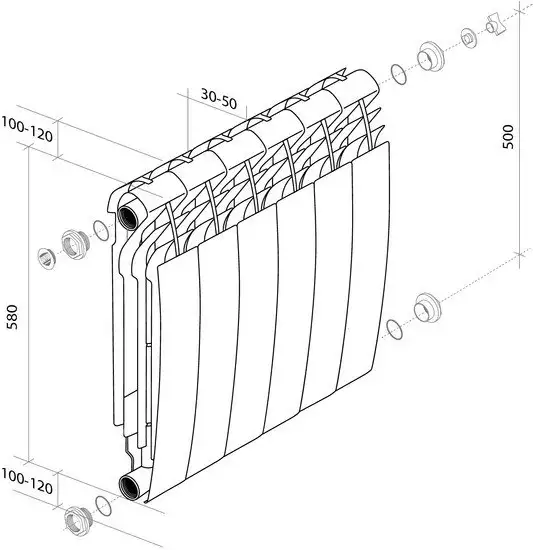 Алюминиевый радиатор Royal Thermo Biliner Alum 500 Silver Satin (6 секций) - фото товара