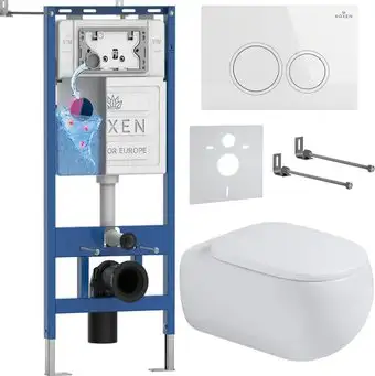 Унитаз подвесной Roxen Titan в комплекте с инсталляцией StounFix Dual Fresh 6 в 1 967216 (кнопка: белая) - изображение в каталоге