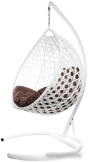 Подвесное кресло M-Group Капля Люкс 11030105 (белый ротанг/коричневая подушка) – фото товара