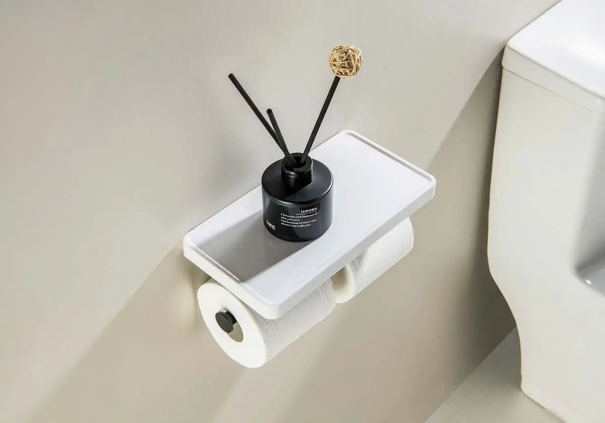 Держатель для туалетной бумаги Aquatek Европа AQ4919MB (с полкой, черный матовый) – фото товара