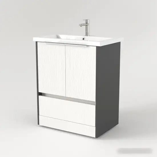 Дабер Тумба под умывальник 017 Andrea Elen 80 Т17.8А.0.20Б (белый древесный/серый/ручка белая) – фото товара