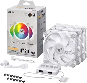 Набор вентиляторов с контроллером ASUS TUF Gaming TF120 ARGB Triple Fan Kit White Edition – изображение в каталоге