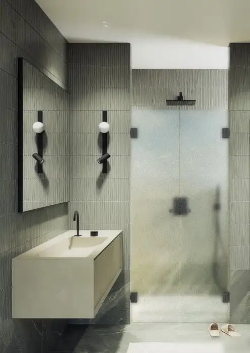 Душевая дверь MaybahGlass 195x101 MGD-472-6 (сатин стекло/черный) - фото товара