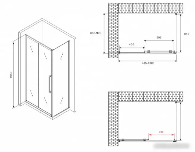 Душевой уголок Abber Schwarzer Diamant AG30100H-S90 - фото товара