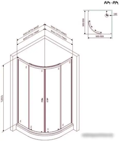 Душевой поддон AM.PM X-Joy W88T-205-090W - фото товара