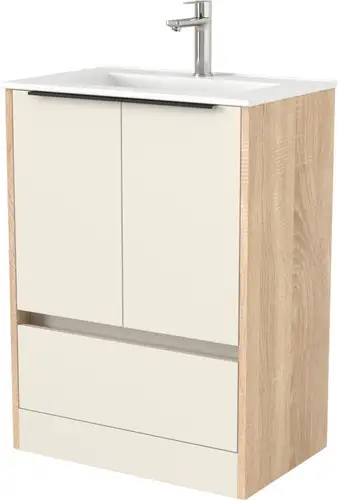 Дабер Тумба под умывальник 017 WeltWasser Deilbach 7517-60 Т17.6W.0.18Ч (бежевый/дуб бардолино/ручка черная) – изображение в каталоге