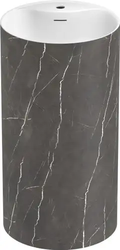 Умывальник Wellsee Chalice Perfection 230624000 (отдельностоящий, с отверстием под смеситель, цвет матовый черный мрамор/глянцевый белый) - изображение в каталоге