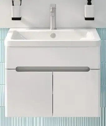 Runo Тумба с умывальником Runo Парма 60 2 двери + Omega 60 (подвесная) – изображение в каталоге