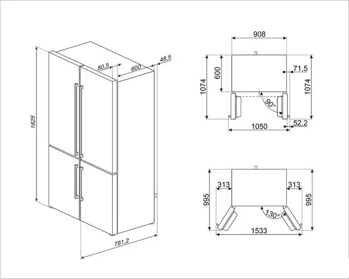 Четырёхдверный холодильник Smeg FQ60XDE - фото товара
