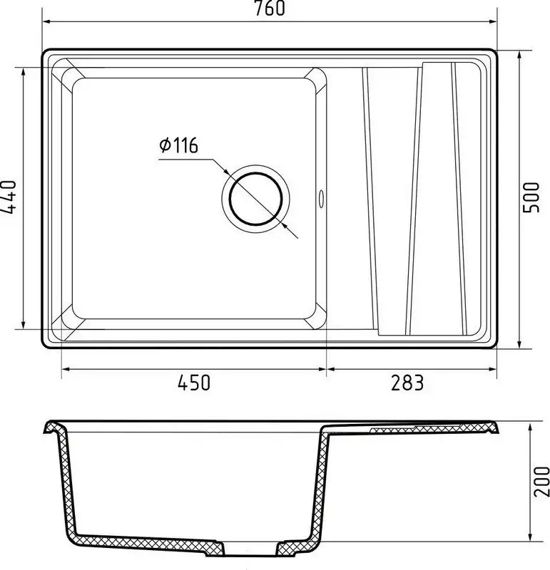 Кухонная мойка GranFest GF-LV-760L (кашемир) - фото товара