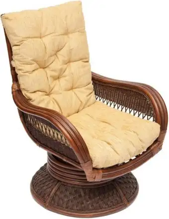 Кресло-качалка TetChair Andrea Relax Medium с подушкой (античный орех/рубчик кремовый) – изображение в каталоге