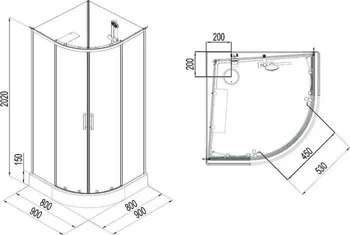 Душевая кабина Aquanet Passion Evo R 90 (черный) - фото товара