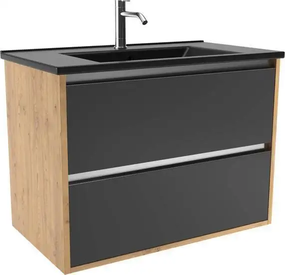 ЗОВ Тумба под умывальник Женева 80 (дуб/черный) – фото товара