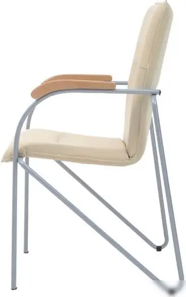 Офисный стул Helmi Самба HL-F03 344614 (металл алюминий/экокожа/бежевый/бук BOX2) – фото товара