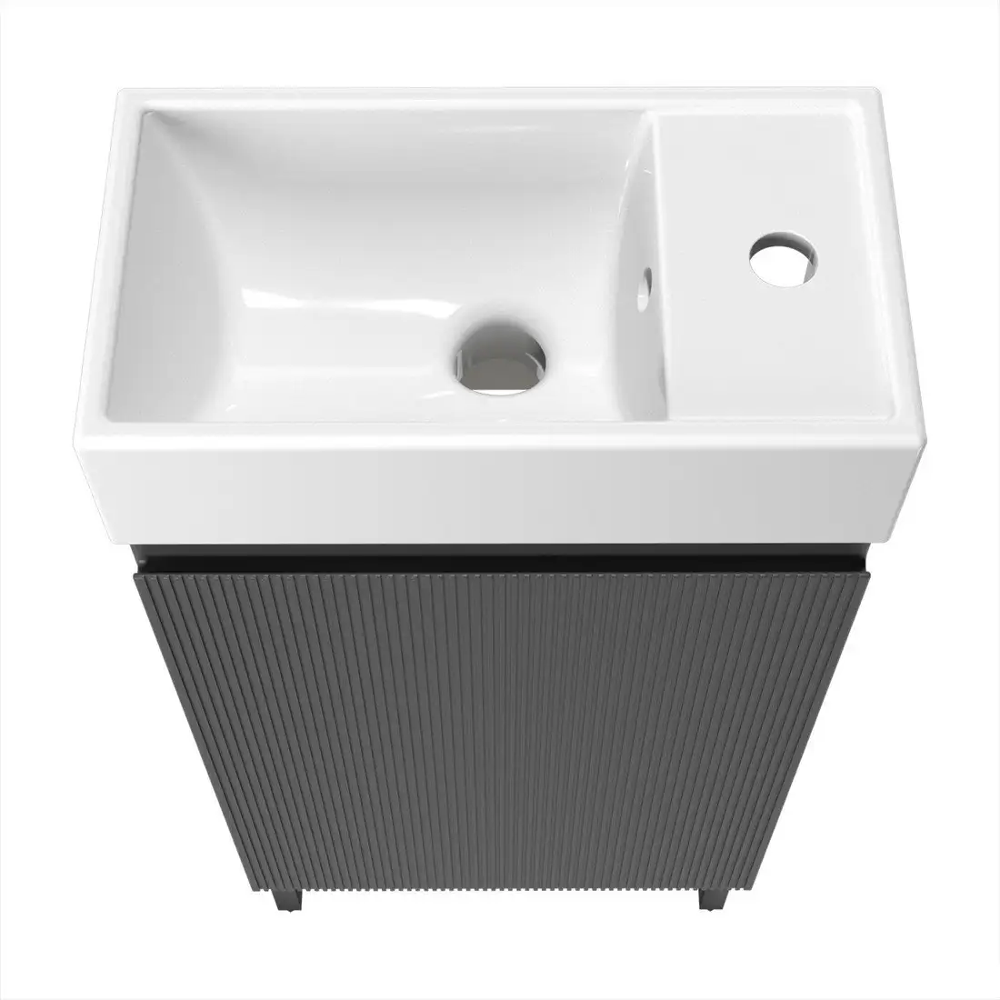 Wellsee Тумба под умывальник 3 в 1 WC Area 221802005 (тумба/матовый темно-серый, раковина/глянцевый белый, ножки/матовый черный) – фото товара