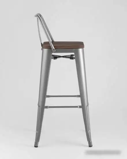 Стул Stool Group Tolix со спинкой YD-H765E-W YG-15 (серебристый матовый/темное дерево) – фото товара