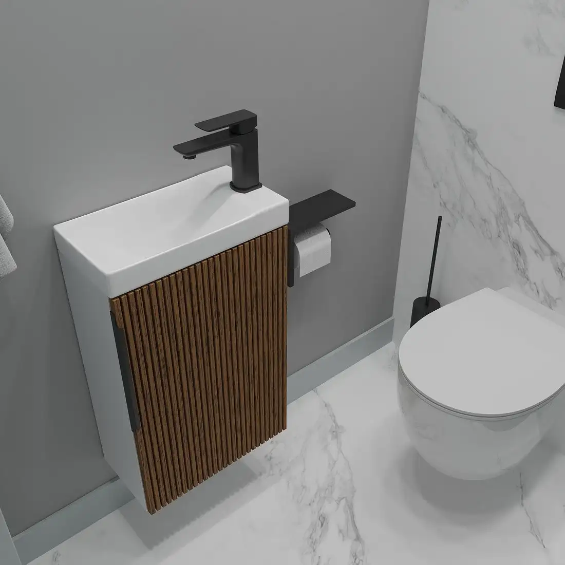 ЗОВ Тумба под умывальник Монови Слим 40 S40LW0MRM9268 (белый/тростник) – фото товара