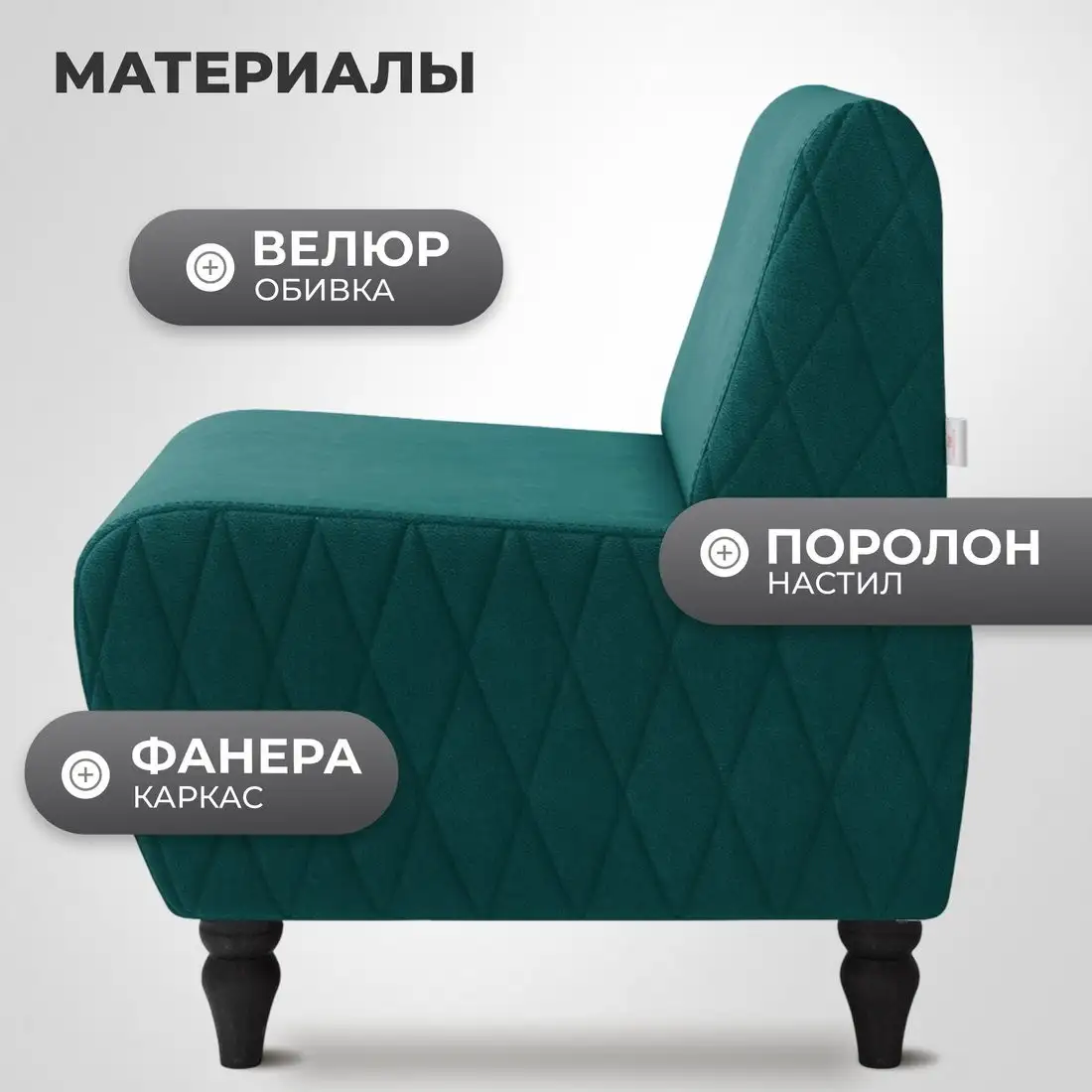 Интерьерное кресло MONOFIX Буно кресло (велюр/зеленый №11) – фото товара