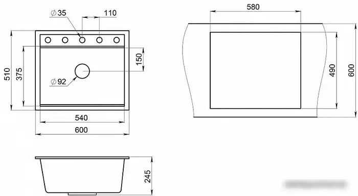 Кухонная мойка Granula KS-6003 (шварц) - фото товара