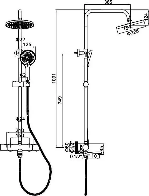 Душевая система Ledeme L2427D - фото товара