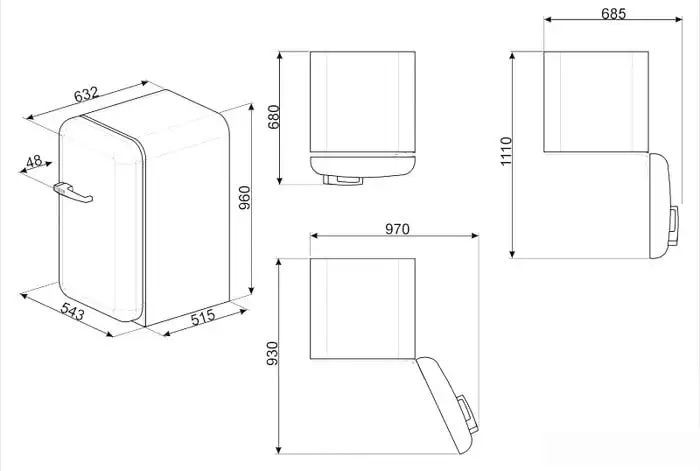 Однокамерный холодильник Smeg FAB10HRWH5 - фото товара