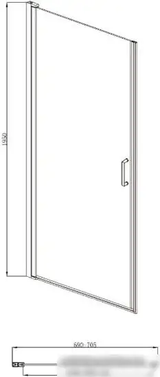 Душевая дверь Adema Nap-70 (прозрачное стекло) - фото товара