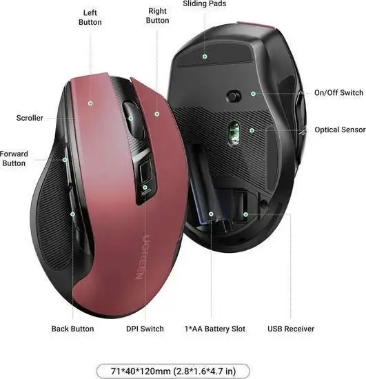 Мышь Ugreen MU006 (красный) – фото товара