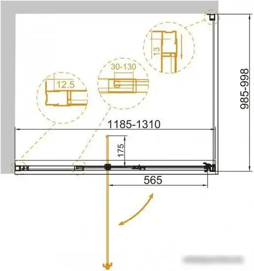 Душевой уголок Cezares VARIANTE-AH-1-120/130-100-C-Cr - фото товара