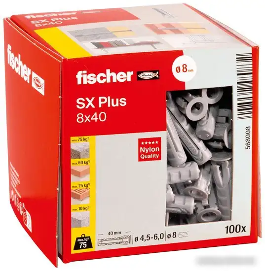 Дюбель универсальный Fischer SX Plus 8X40 568008 (100 шт) – фото товара