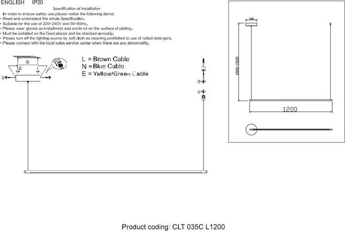 Подвесная люстра Crystal Lux CLT 035C L1200 BL – фото товара