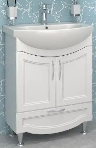 Runo Тумба с умывальником Runo Неаполь 65 + Элеганс 65 (напольная, белый) – изображение в каталоге