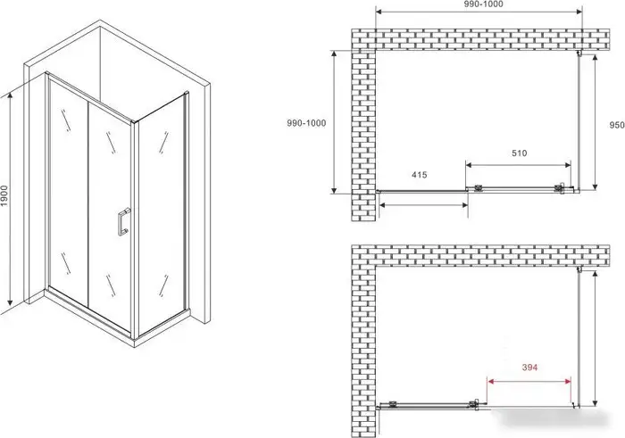 Душевой уголок Abber Schwarzer Diamant AG30100B5-S100B5 - фото товара