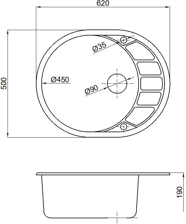 Кухонная мойка Marblan Ovata L (серебристый) - фото товара