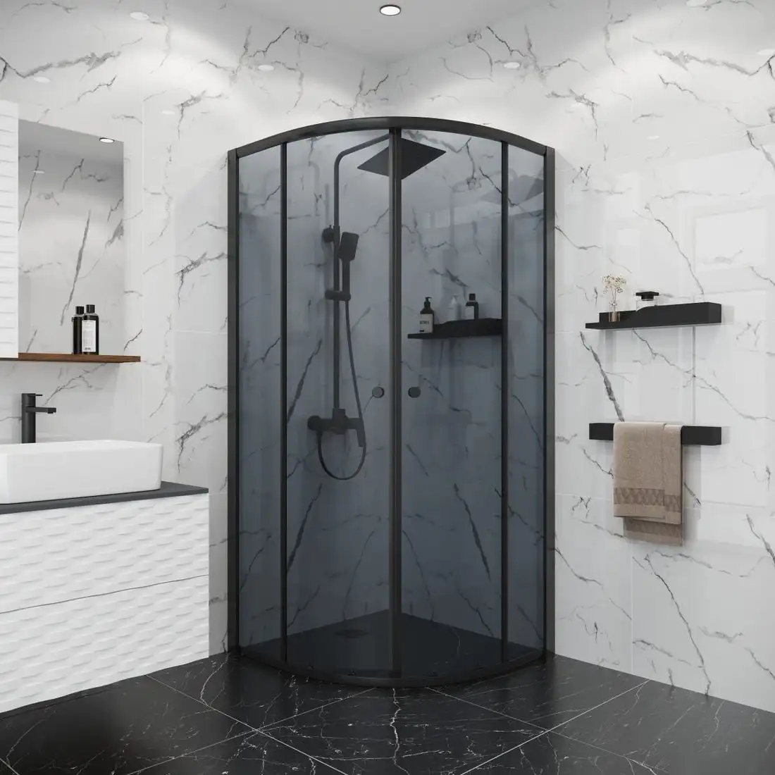 Душевой уголок Niagara Eco NG-1003-14T 80x80x190 (черный/стекло тонированное) - фото товара