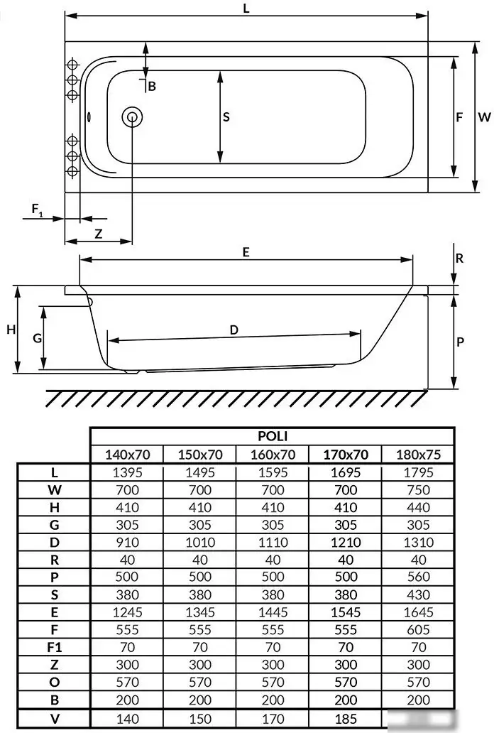 Ванна Excellent Poli 160x70 (с ножками) - фото товара