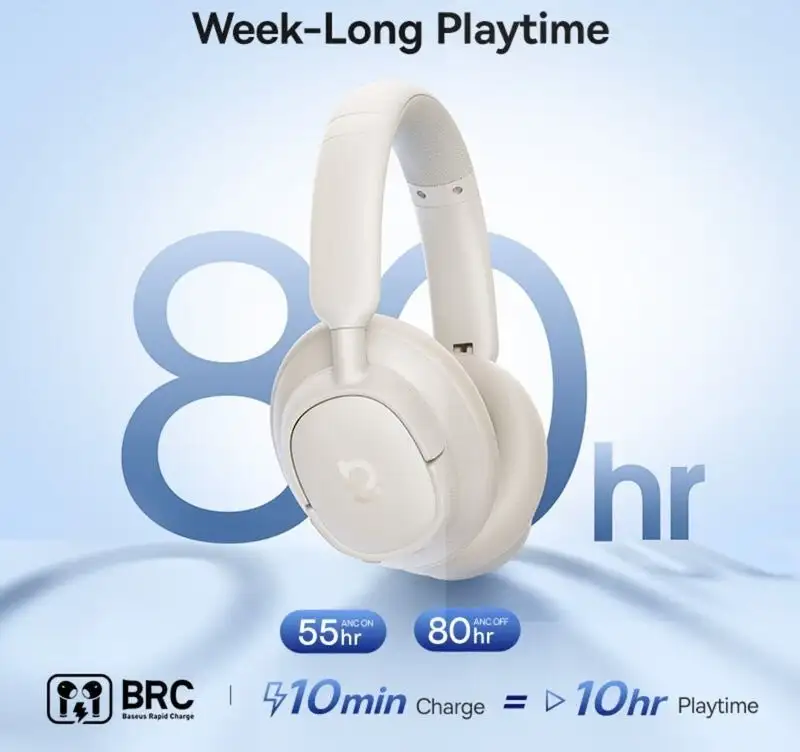 Наушники Baseus Bass BH1 NC (бежевый) – фото товара