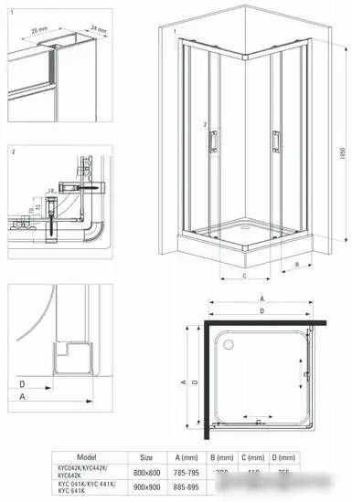 Душевой уголок Deante Funkia 80x80 KYC N42K - фото товара